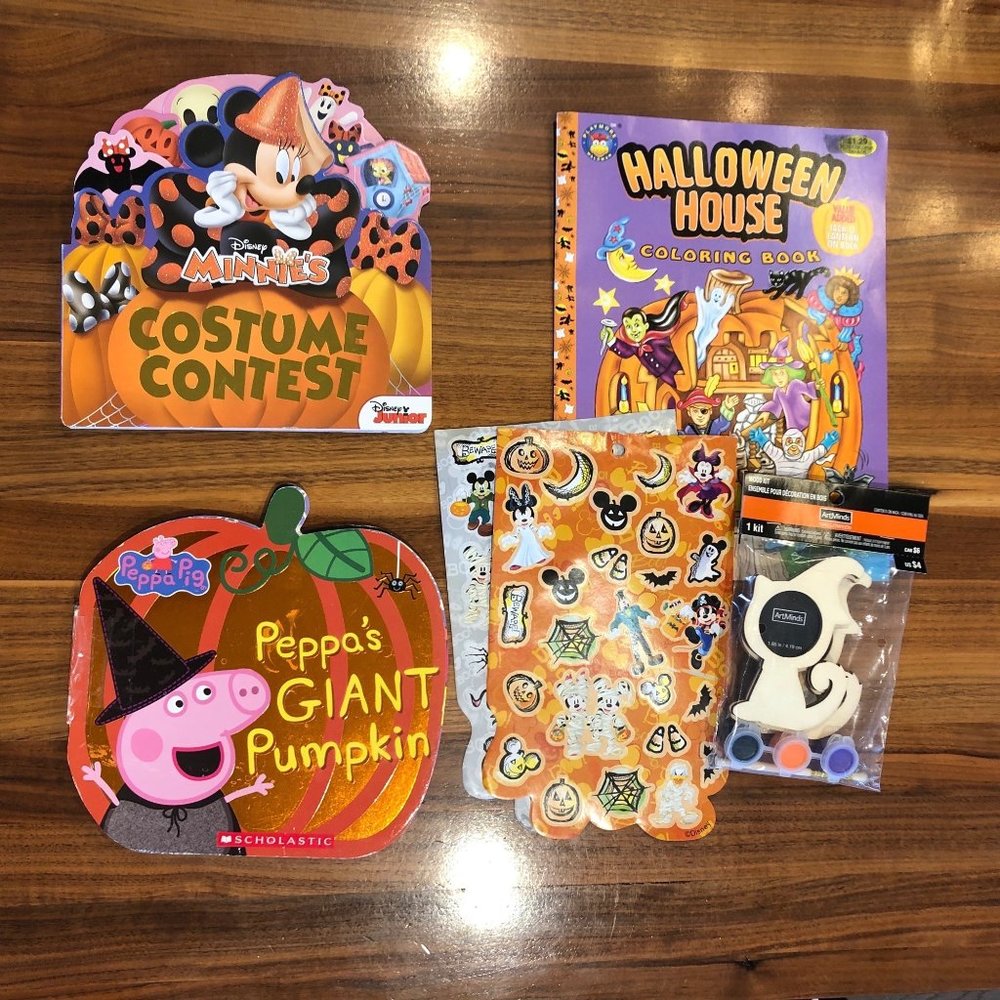 Lot of 5 Halloween Kids Books & Activity Craft Items New & Used Read Description